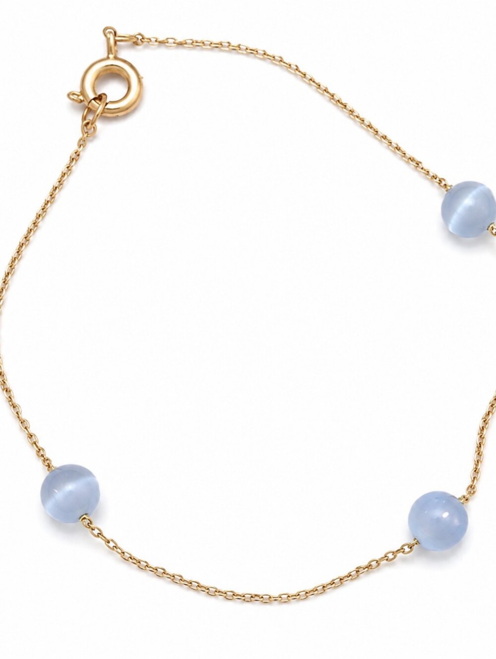 Blue Beaded Bracelet Gold Tone Chain Dainty Minimalist Fashion Jewelry Gift